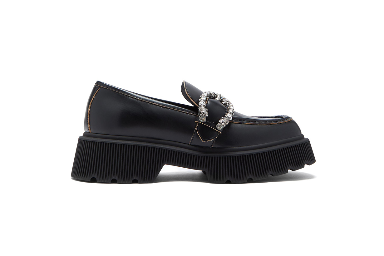 GUCCI Dionysus crystal-embellished leather loafers