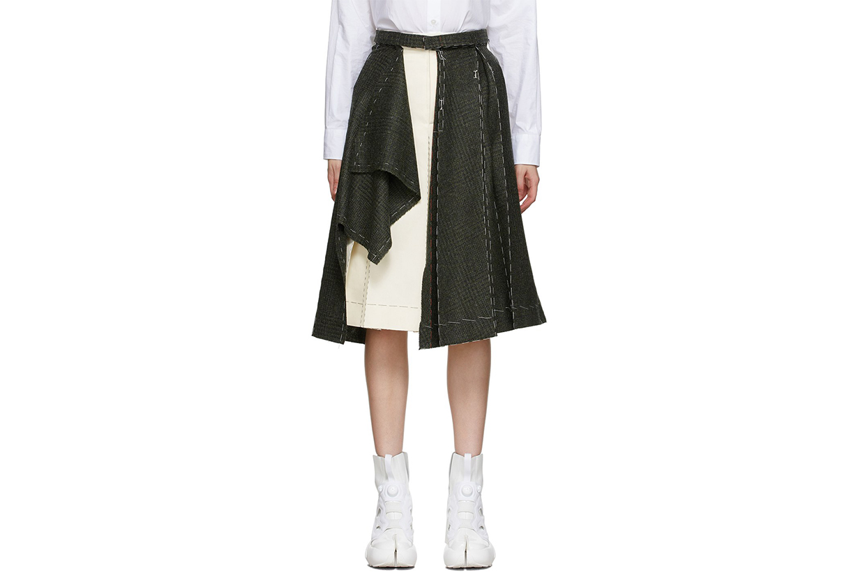 MAISON MARGIELA Green & Beige Deconstructed Skirt