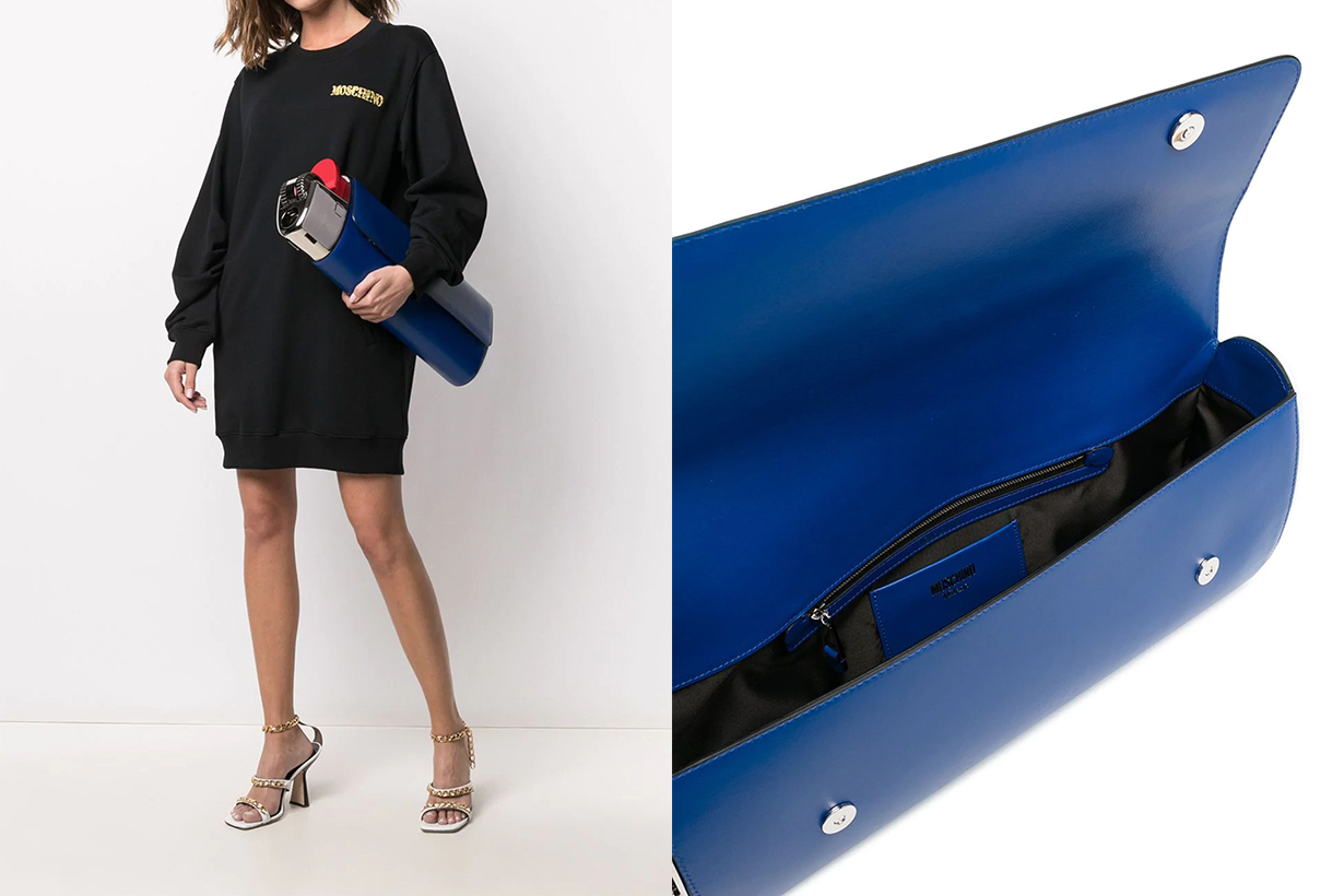 Moschino lighter clutch bag FW20 show runway New York subway handbag trends 2020 Christmas Party Outfit 
