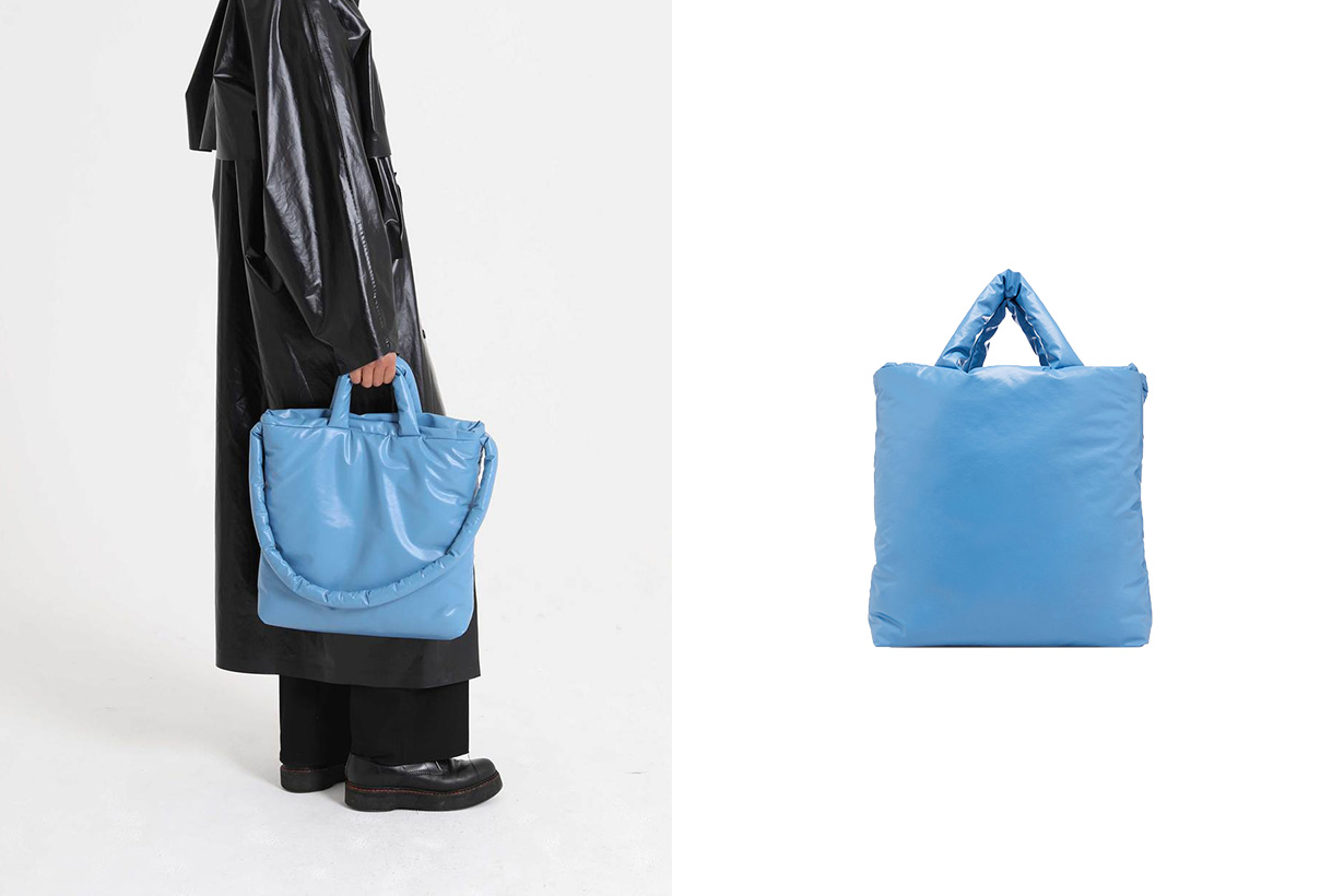 KASSL Editions Padded Tote Bag Oil Bag White Oil Light Sky Blue handbags 2020