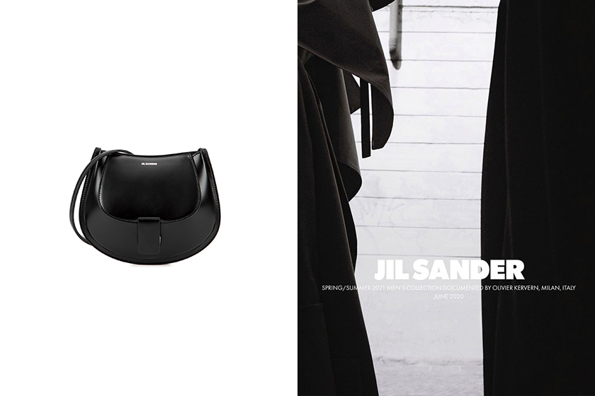 Jil Sander Crescent mini black leather cross-body bag