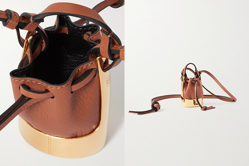 Loewe Balloon Bag leather and gold necklace