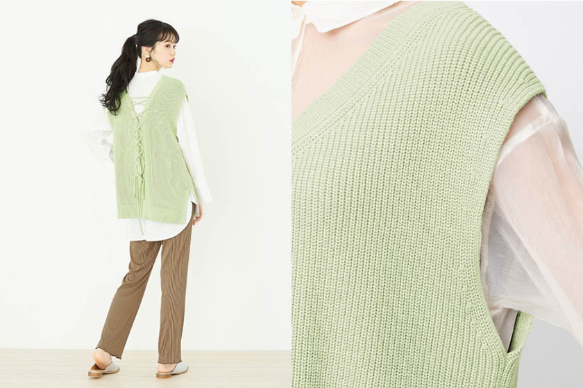 GU Back lace-up knit vest 2021 ss wear