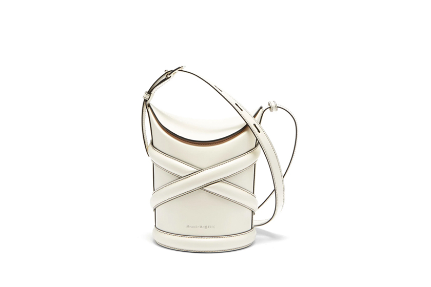The Curve small harness-strap leather bucket bag