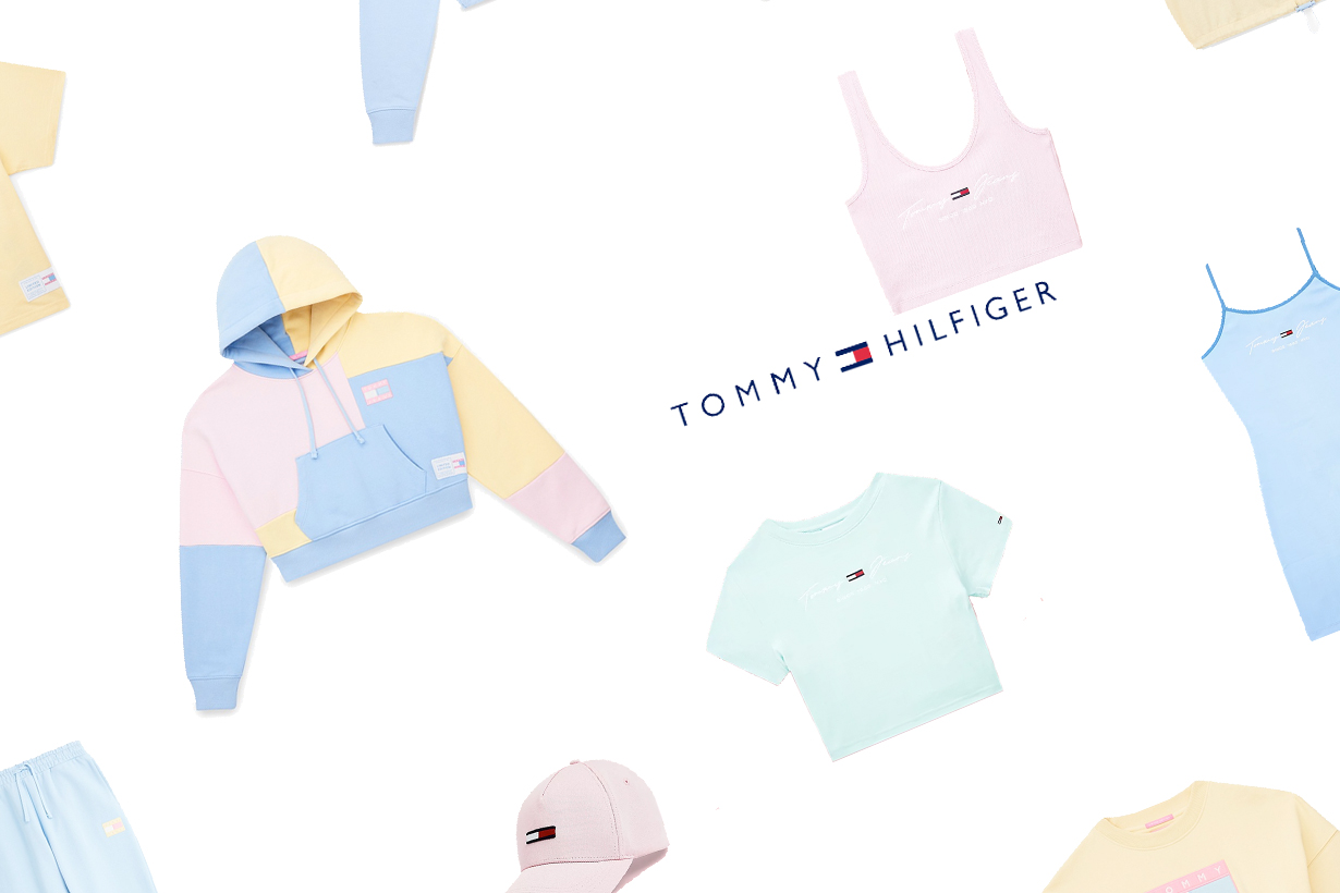 Tommy Hilfiger pastel hoodie joggers t-shirt cropped 2021