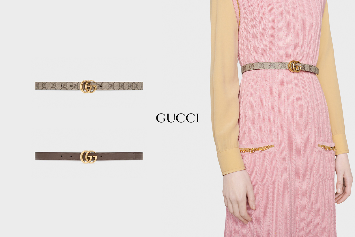 Gucci 兩面繫窄皮帶，CP 值高更是完美穿搭綠葉！
