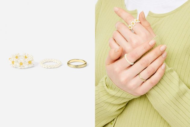 gu flower rings set 3 japan summer accessory