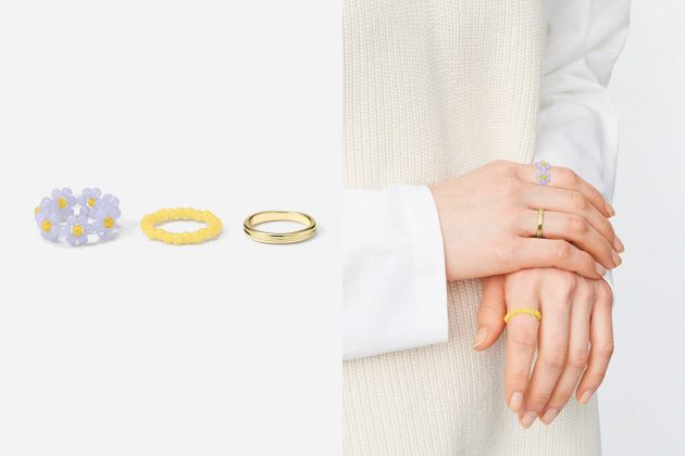gu flower rings set 3 japan summer accessory