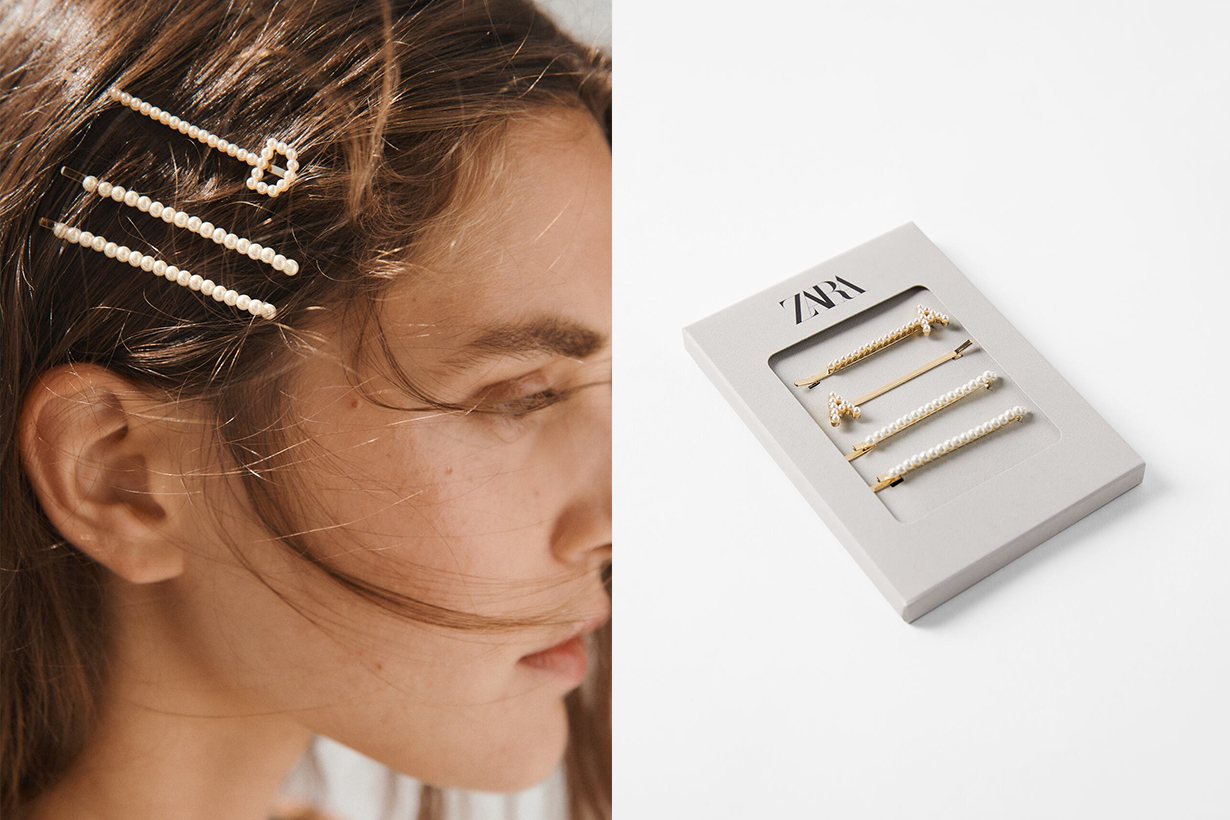 Zara Pearl & Gold initial ring hair pin new collection 2021 Japan limited