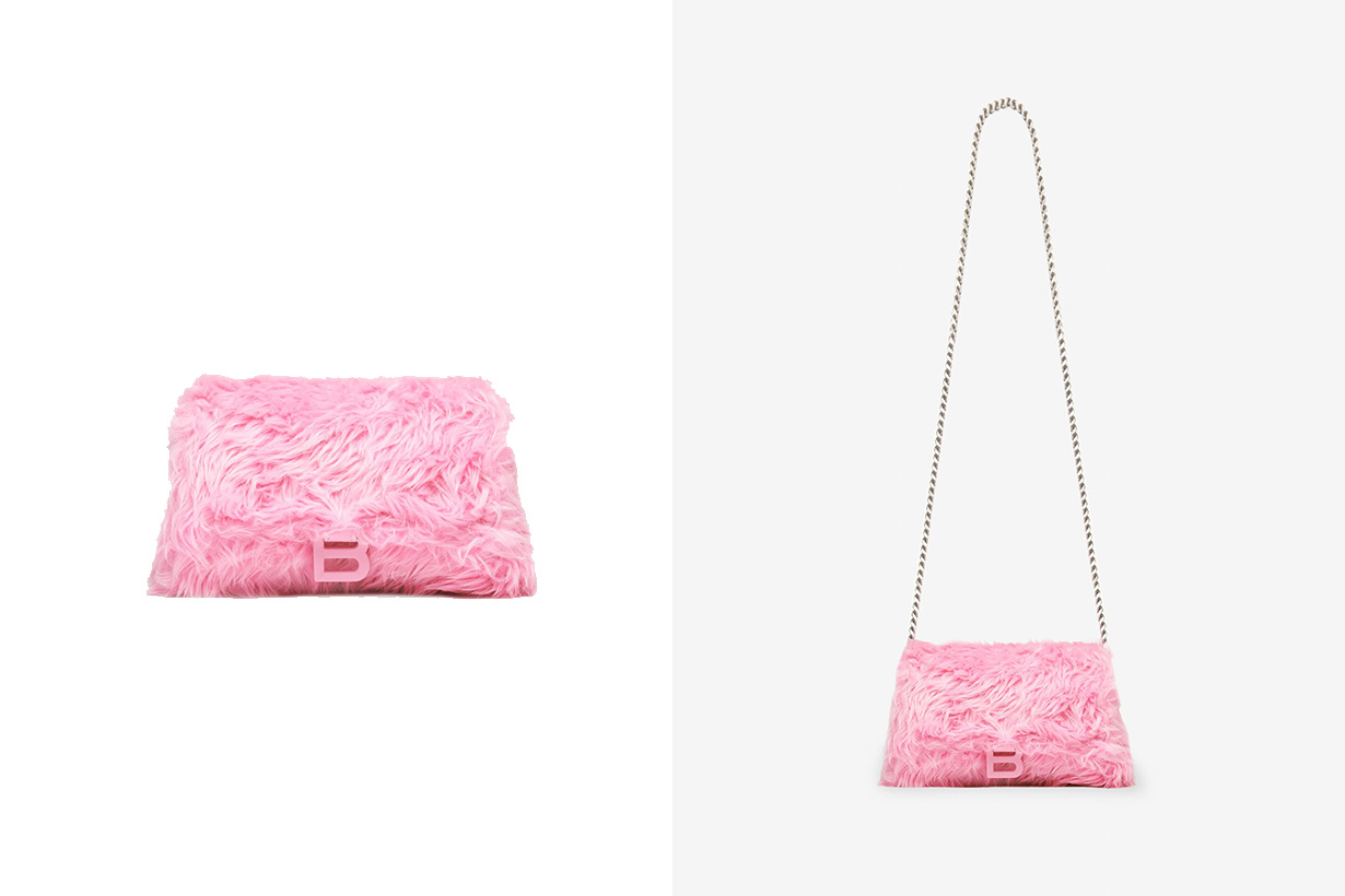 Balenciaga Fluffy Handbags Clutch With Chain Hourglass Bag