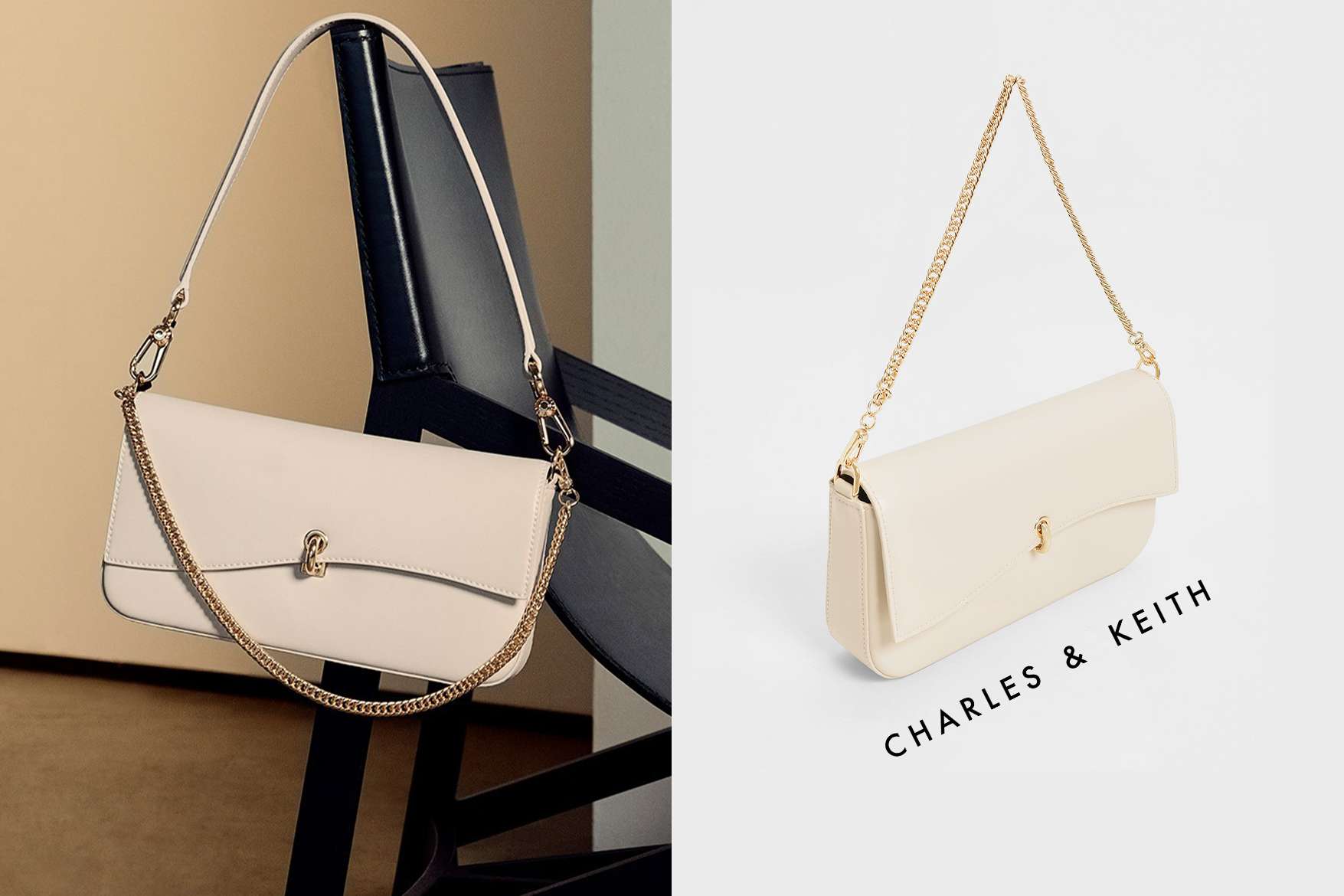 Charles & Keith Chinese Valentine's Day White Minimal Shoulder Bag Pre-Sell
