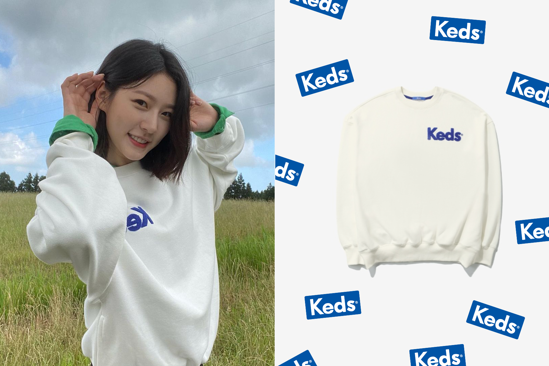 韓國女生都在悄悄入手：Keds 這款藍白 logo 衛衣穿起來嬌小可愛！