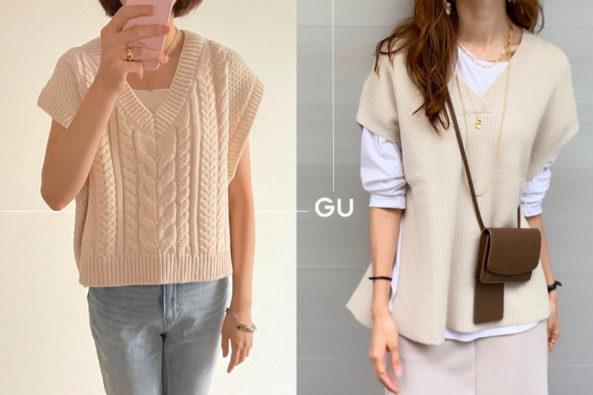 時髦女生只挑這 2 件：粗短版針織、落肩開衩，入秋背心妳選哪款？