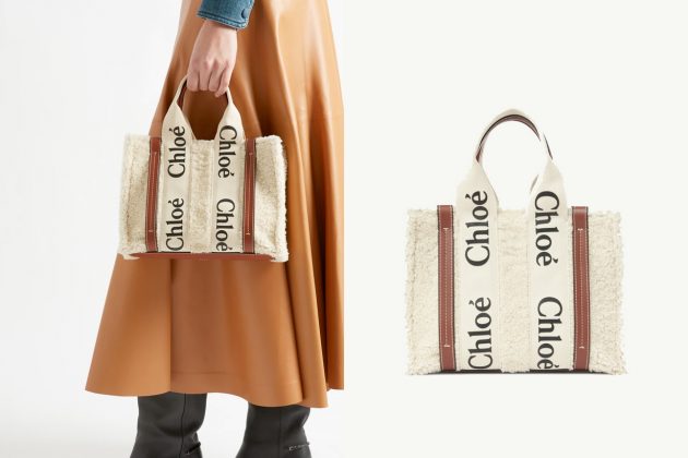 Chloé Woody fall new pattern color texture shearling new winter tote 