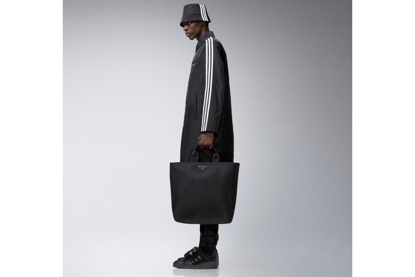Adidas for Prada collection apparel reveal coat handbags capsule 2022