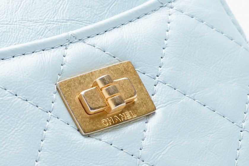 chanel 2.55 zip coin purse card holder wallet blue 2022 ss
