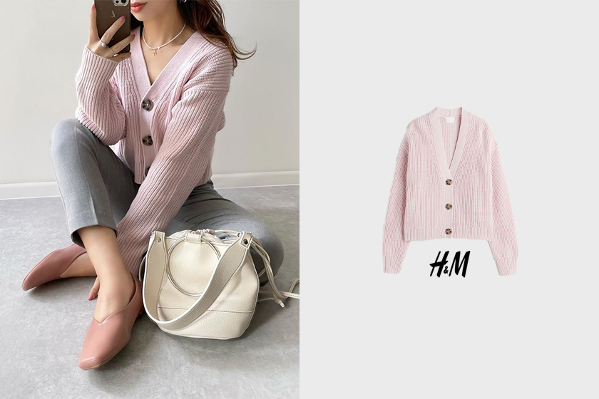 一抹初春的櫻花粉：H&M 的這件短版開胸針織外套正悄悄被日本女生熱買！