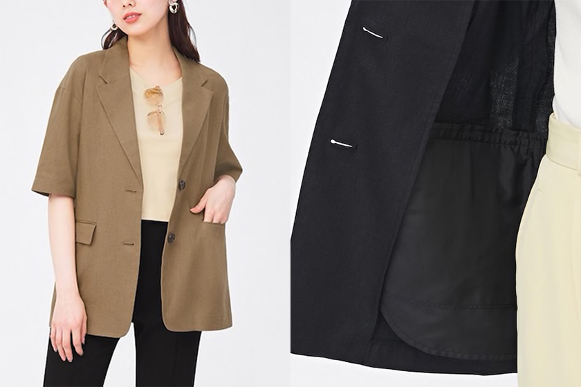 GU Linen blend oversized half sleeve jacket