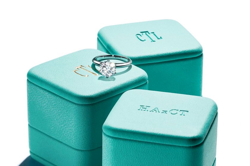tiffany&co embossing service free customize engagement ring gold silver Blue box