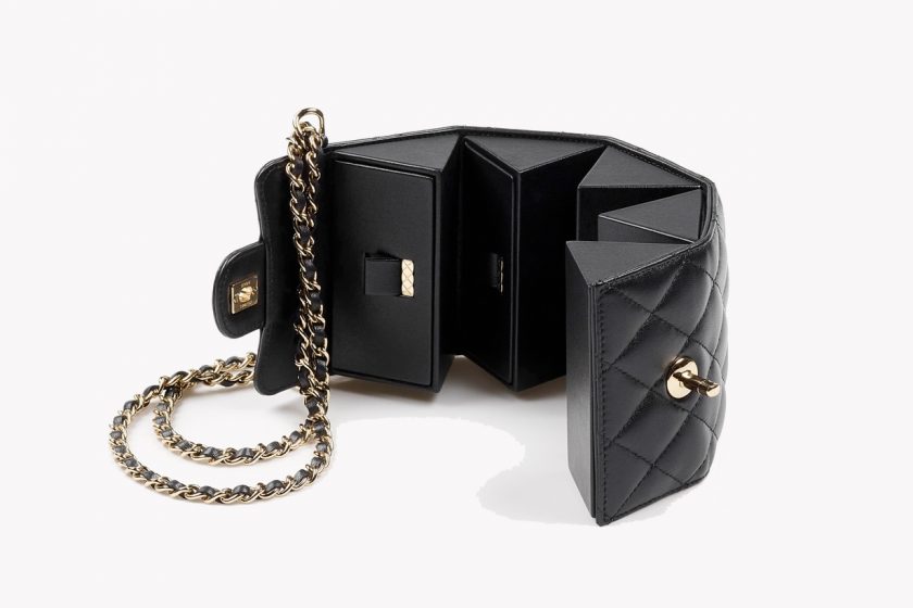 chanel Foldable Jewelry Box with Chain small mirror details small leather 