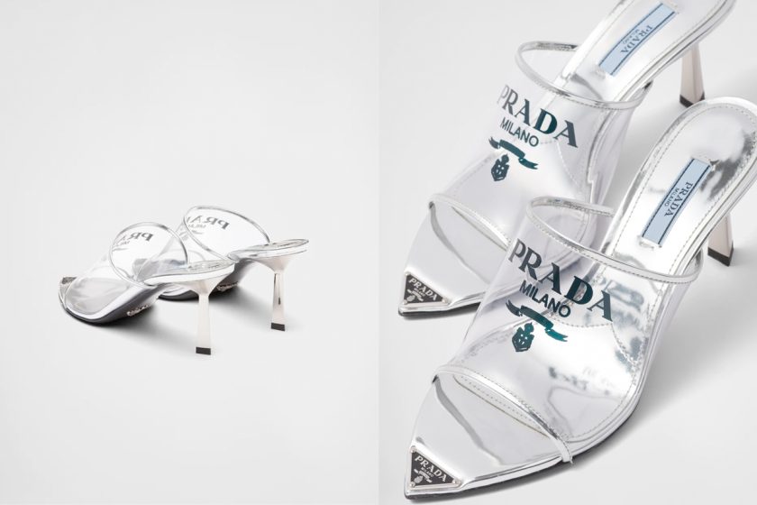 prada glass sandals heels slides summer cinderella