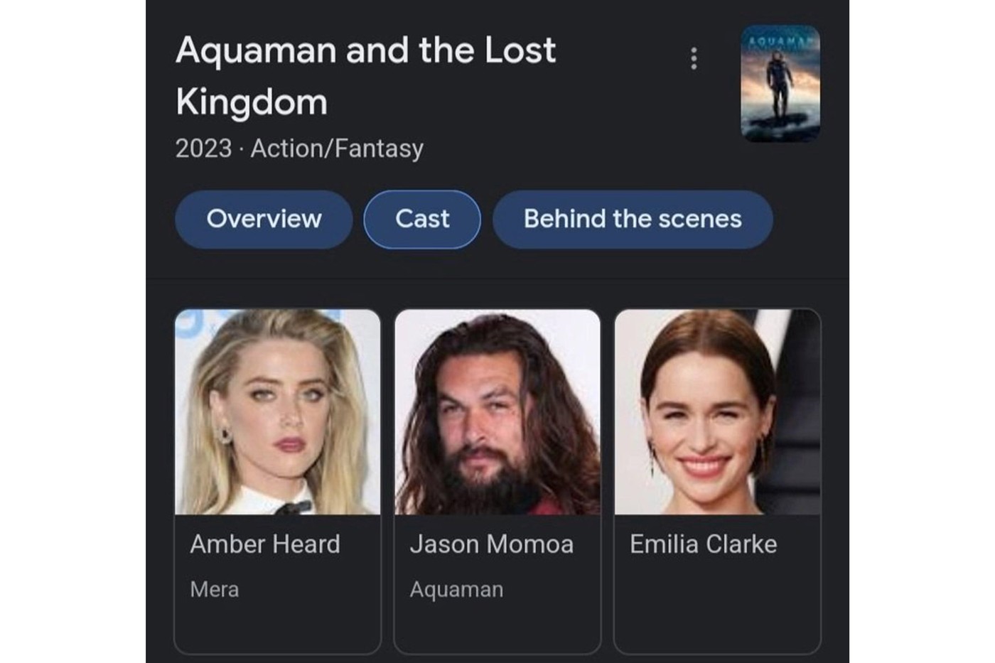 Aquaman 2 Mera Amber Heard Emilia Clarke Jason Momoa Rumor