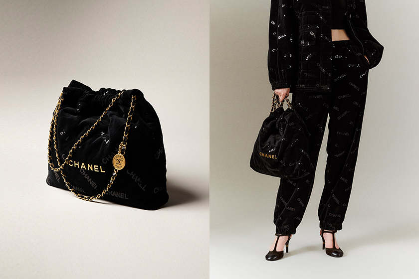 Chanel Handbags velvet gold tone Boy messenger Bag 22 Bag Flap bag