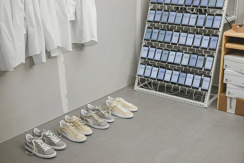 JJJJound x PUMA Suede Putty Limestone Sneakers Collaboration LABELHOOD BOX