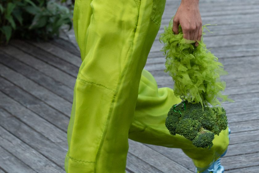 Collina Strada Broccoli Swarovski handbag Hillary Taymour nyfw