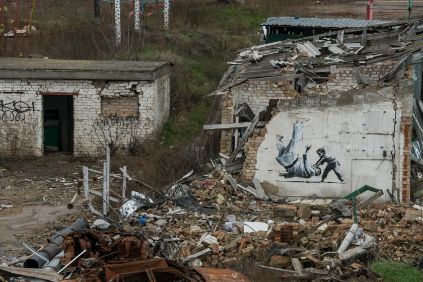 banksy Borodyanka Ukraine official reveal graffiti 2022