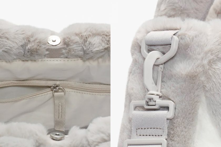 nike faux fur handbag swoosh logo 2 ways