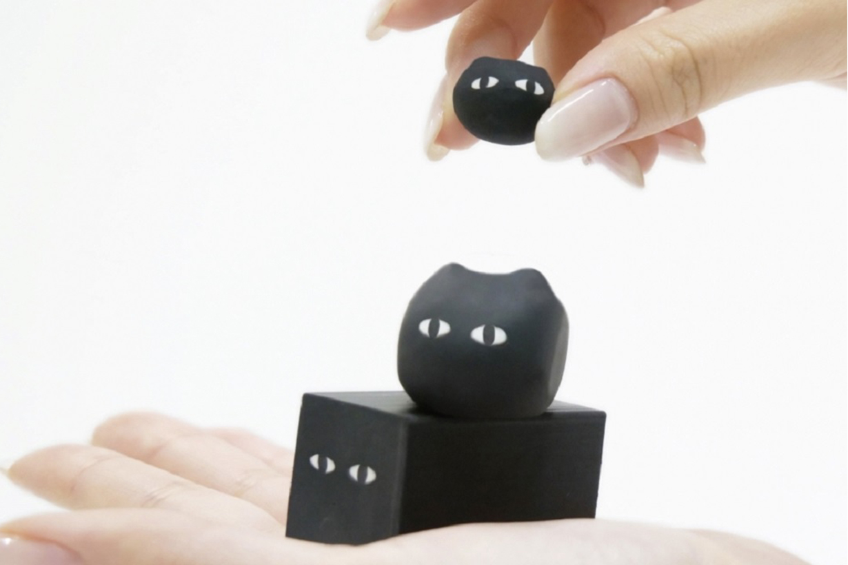 sun-star black cat eraser stationery