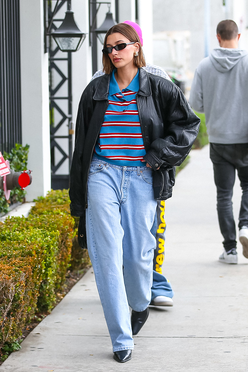 rihanna hailey loewe polo knitwear jeans outsit styling how to