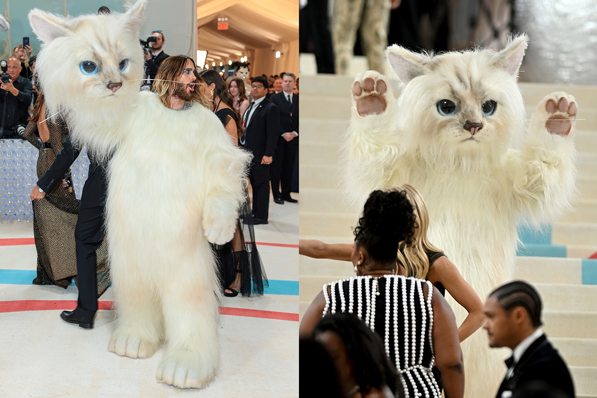 Met Gala 2023 Jared Leto dressed as Karl Lagerfeld cat Choupette