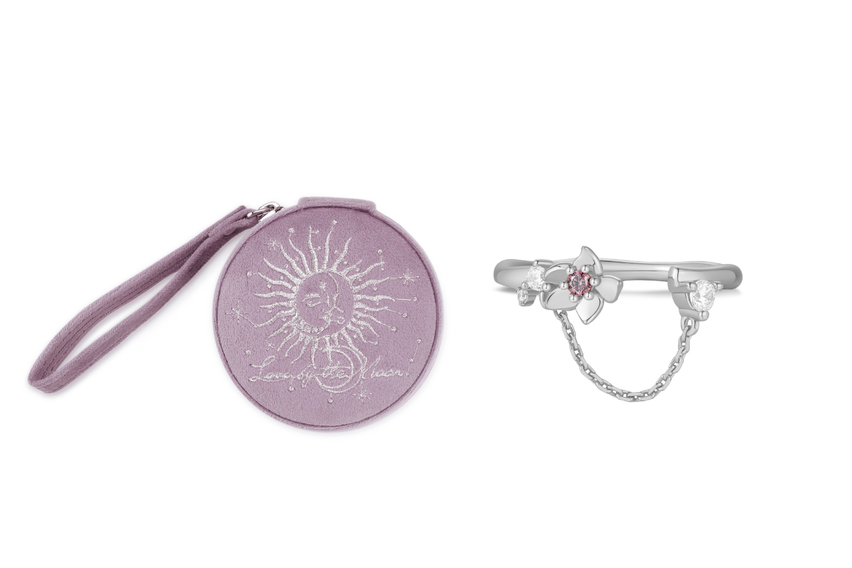 Prize 6:（金色）鳶尾花純銀戒指 + 紫色刺繡絲絨首飾小圓盒（HK$848）