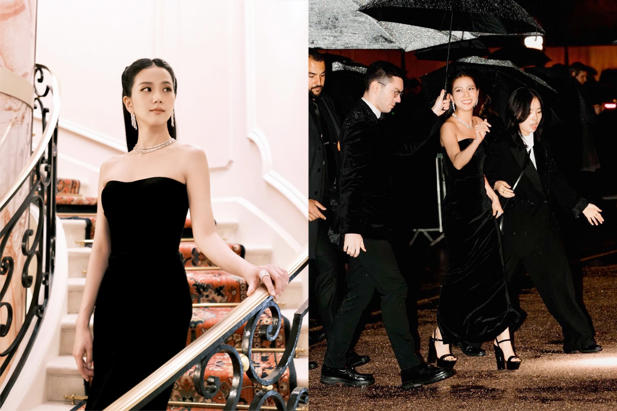 Jisoo 在 Cartier Trinity 巴黎宴會上，仙氣美又衝上話題第一名！黑色小禮服總是經典！