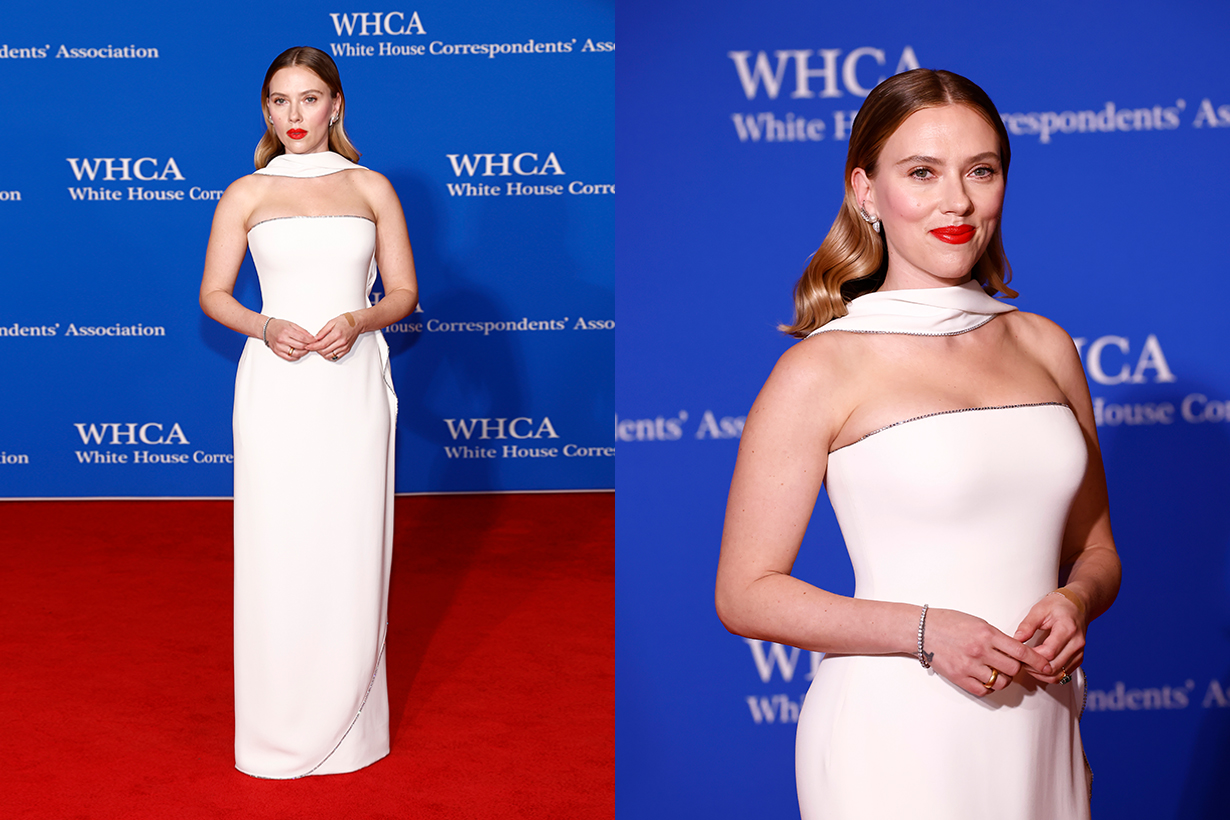 一抹紅唇、一套白色禮服：好久不見的 Scarlett Johansson，這套白宮晚宴 Look 只有美！