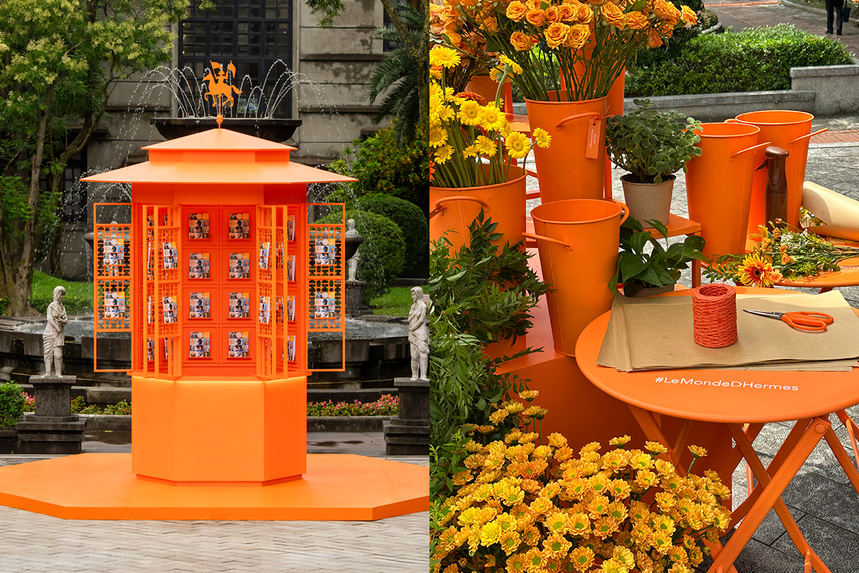 Hermès 書報亭來台灣了：套圈圈、肖像畫、花店... 踏入一片橘色花園，心情都變好了！